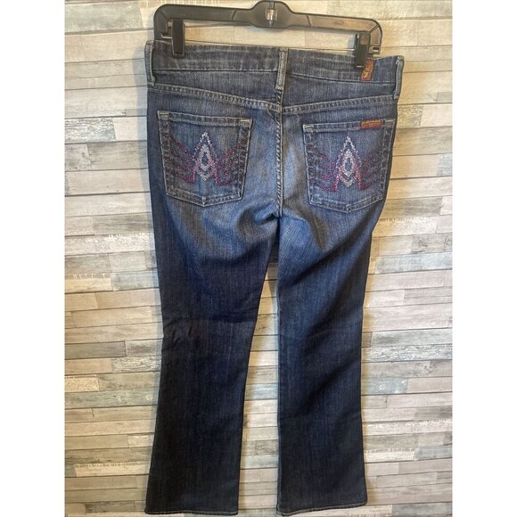 7 for all mankind women’s jeans Bootcut rinestone pockets dark wash size 28 - Picture 5 of 9